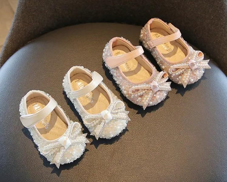 Baby Girls Mary Jane Flats New Born Dress Shoes Pearl & Crystal - S0011
