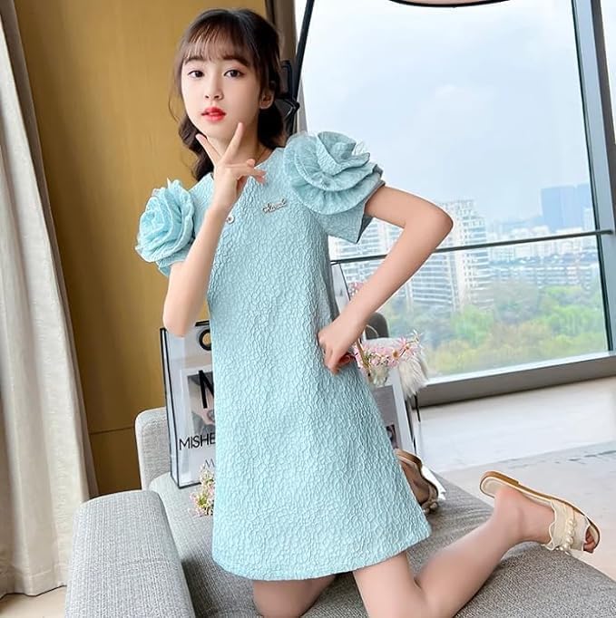 Rose Shaped Sleeves Lace Dress for Girl - G0108
