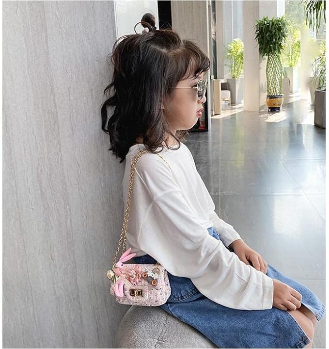 Mini handbag for girls in checkered pattern