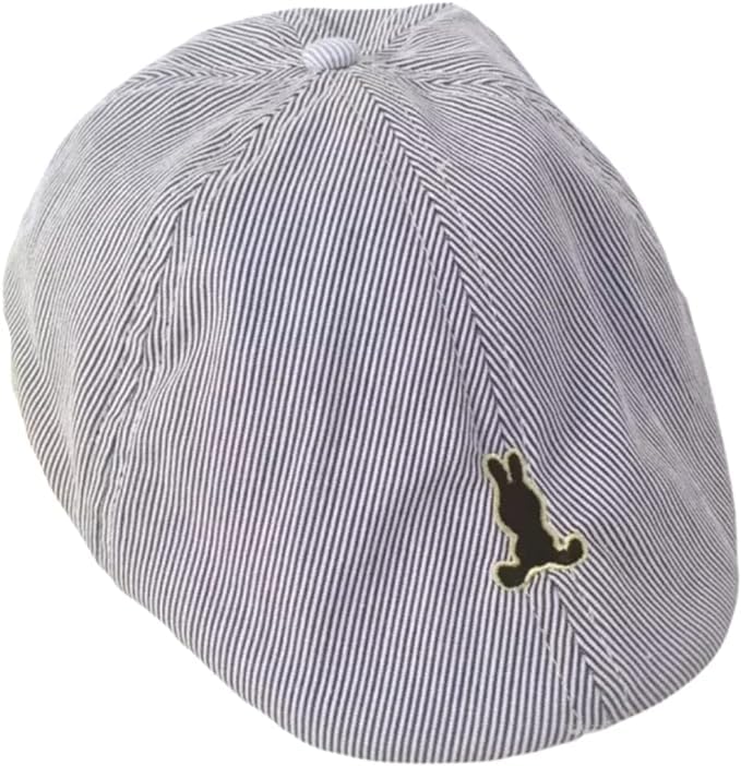Boys' Striped Newsboy Cap with Embroidered Bunny