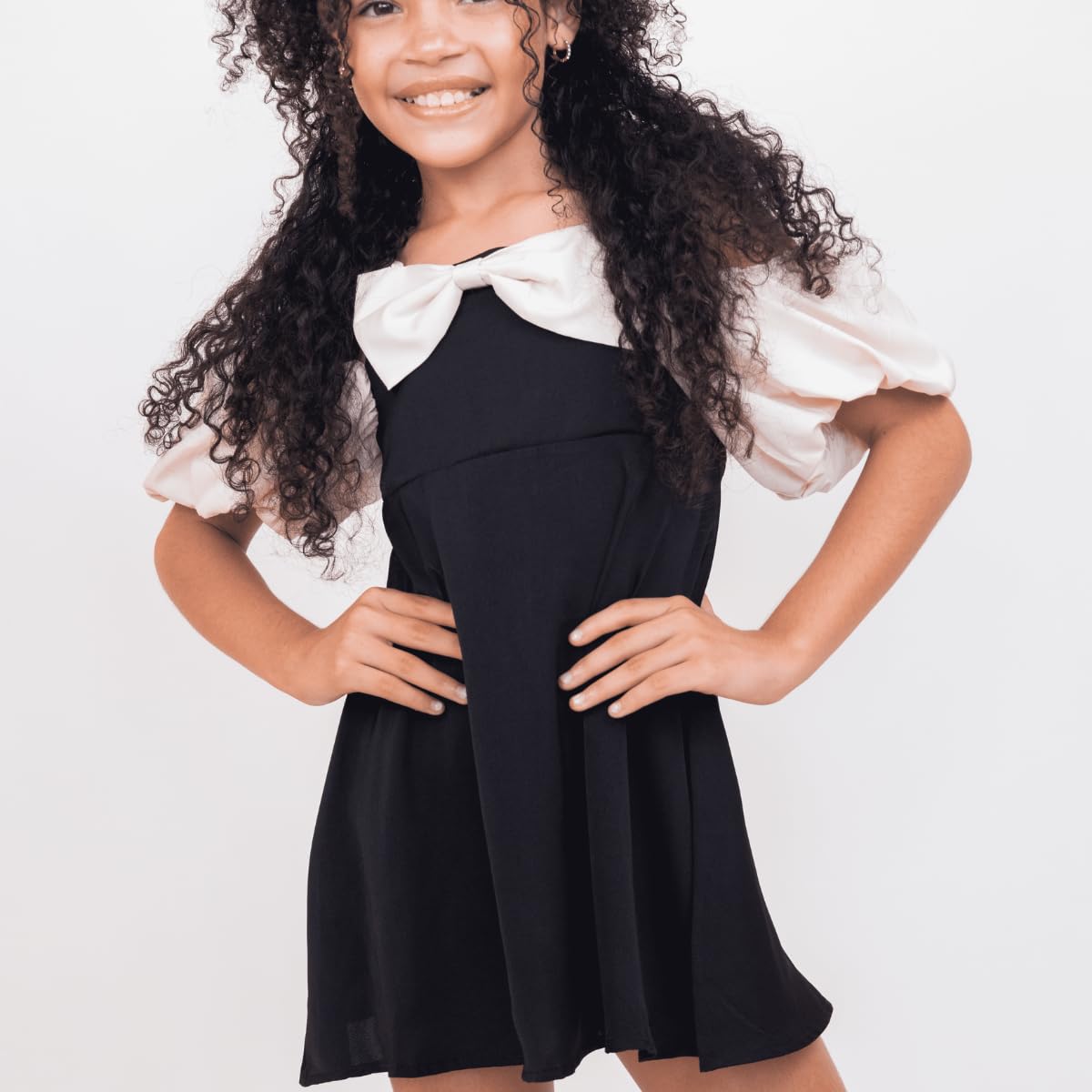 Sophisticated Summer Dress for Girls Off-The-Shoulder + Charming Bow G0119