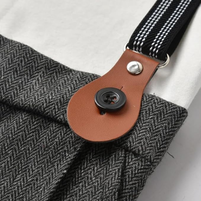 Baby and Toddler Boy Jumpsuit + Beret Hat + Suspenders & Bow Tie - B0001