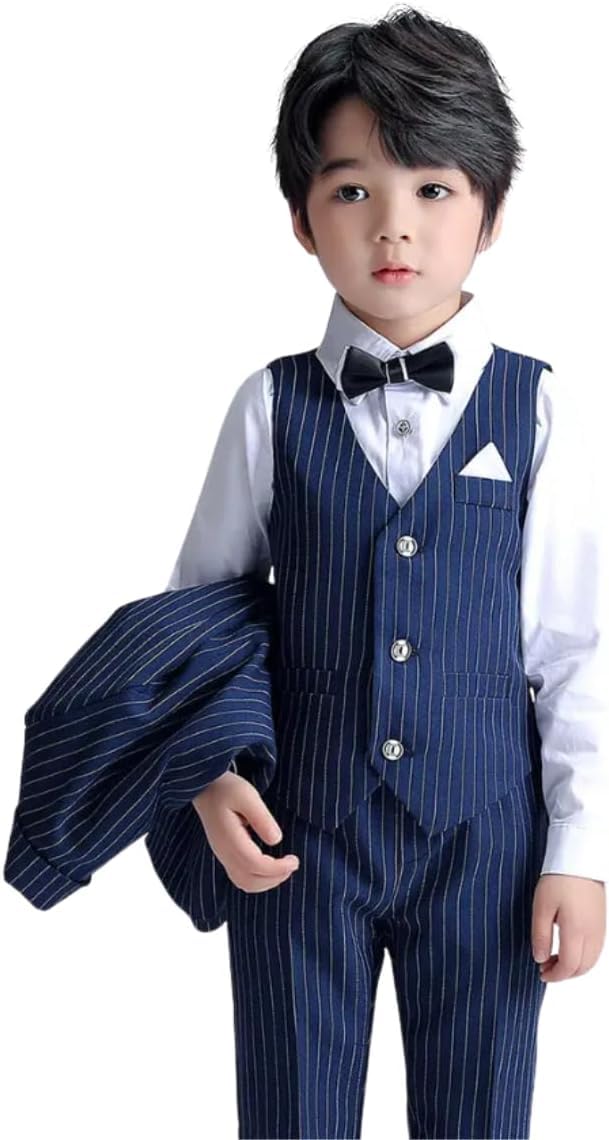 Boys' Pinstripe Suit with Bow Tie - B0021
