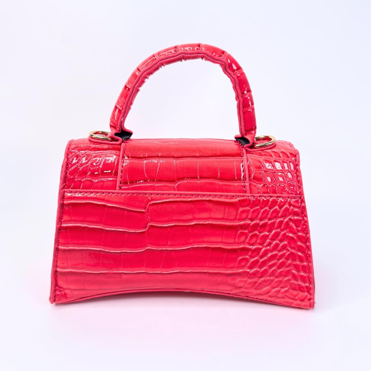 Faux Leather Handbag with Crocodile Texture