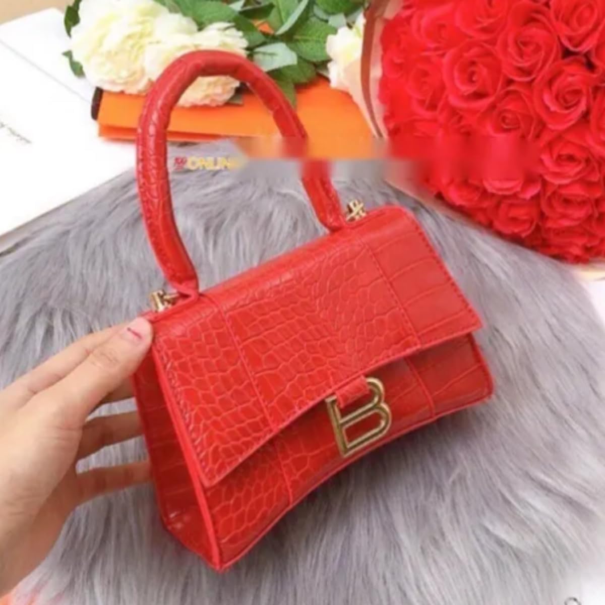 Crocodile print mini bag with top handle for girls