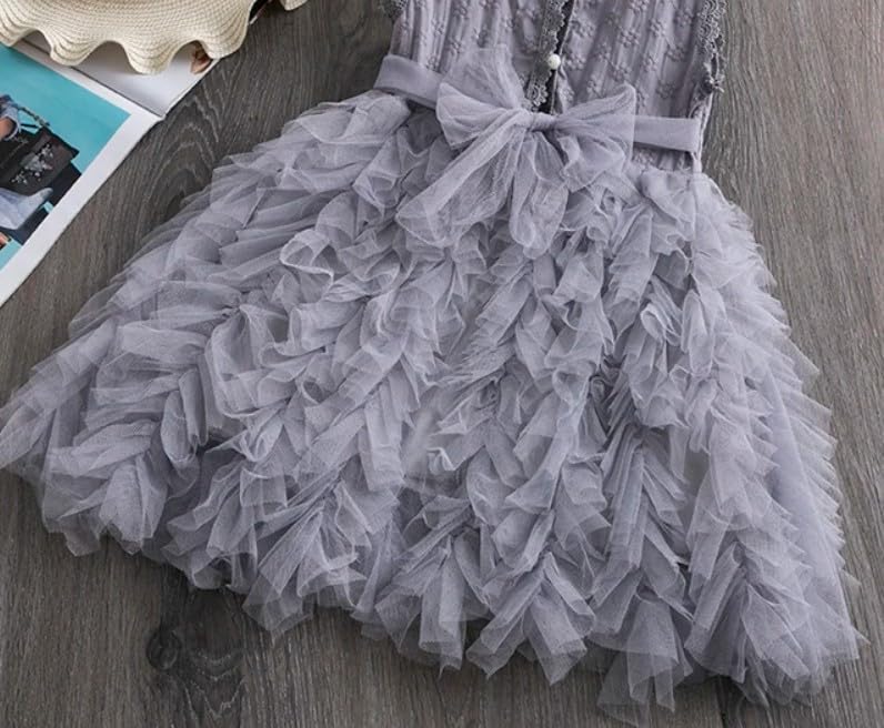 Girls Ruffle Skirt Short Sleeves Casual Summer Dress Back to School - G0060