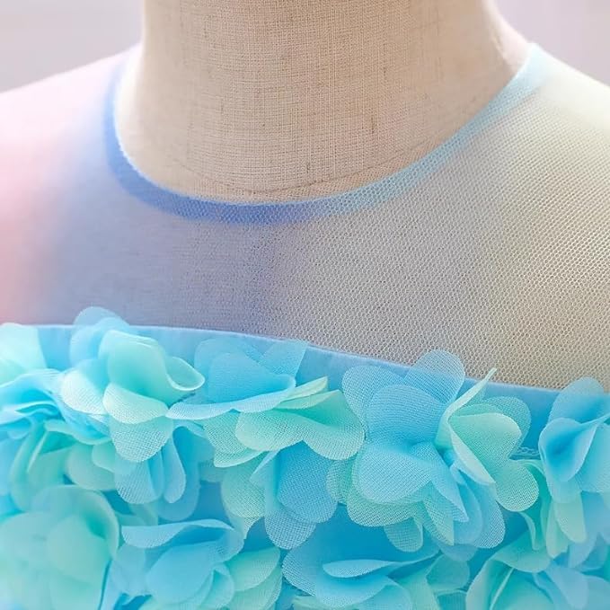 Rainbow Tutu Skirt Dress with Flower Application for Babies and Toddlers - G0105