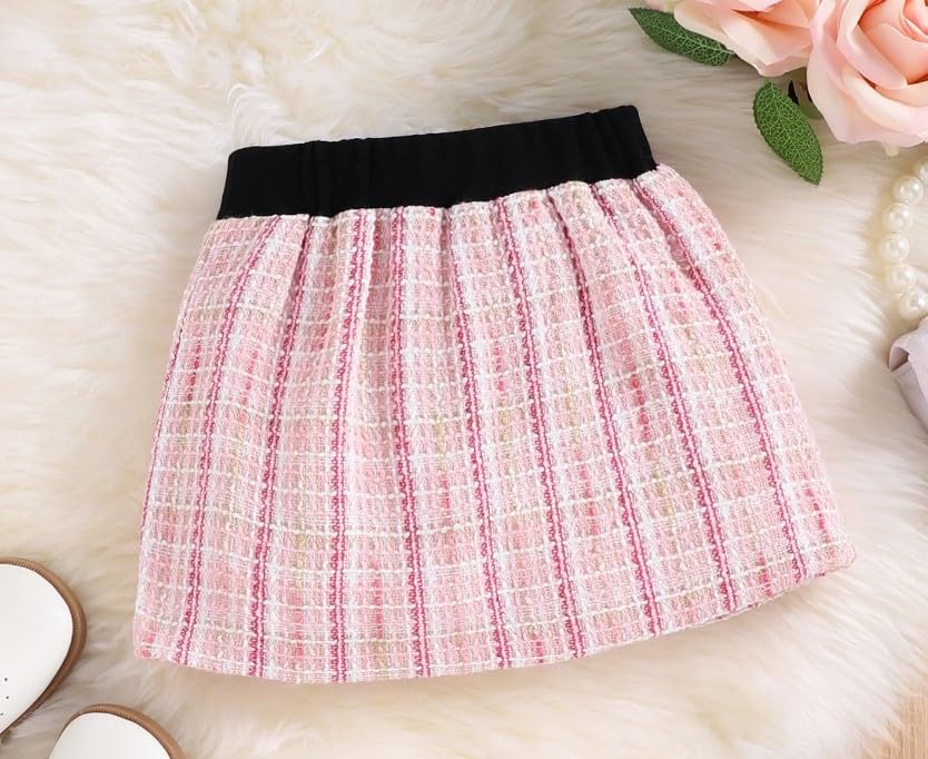 Girls' 2-piece set Long sleeve jacket and plaid mini skirt