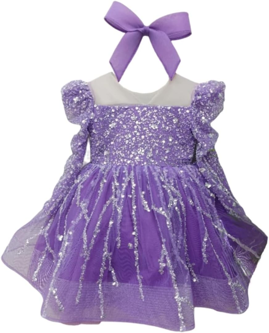 Girl's dress with sequins and puffed skirt