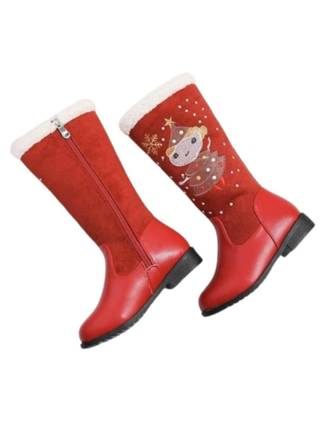 Warm velvet christmas winter boots for girls - S0001