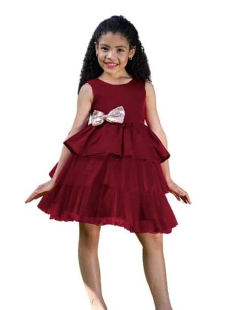 Satin dress and tulle skirt - Fall dresses for girls' birthdays - G0110