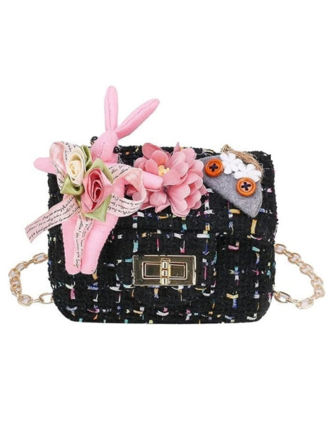 Mini handbag for girls in checkered pattern