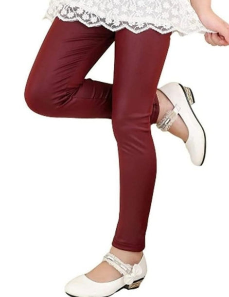 Girls' Winter Faux Leather Leggings - G0076