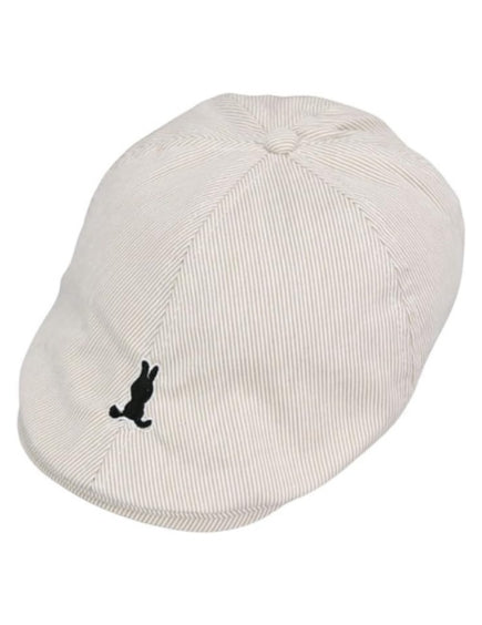 Boys' Striped Newsboy Cap with Embroidered Bunny