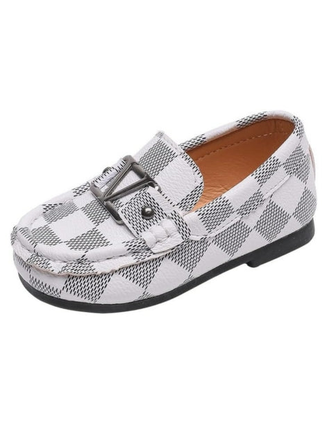 Boys' Plaid Loafers with Buckle Detail