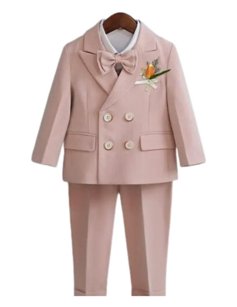 Boys' Double-Breasted Suit with Bow Tie - B0018
