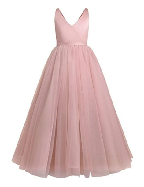 Tulle Bridesmaid Dress Girl Ball Gown with Bow - G0127