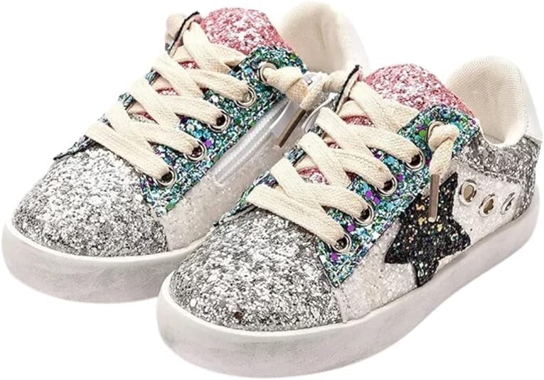 Girls Glitter Sneakers Chic Style Shiny Stars - Back to School Shoes - S0038