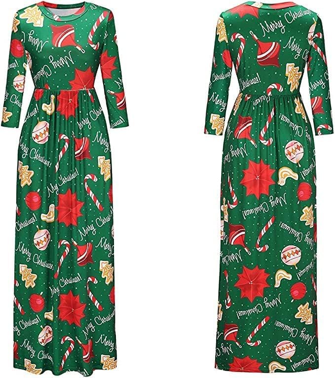 Women's Christmas Long Lenght Dress Long Sleeves Winter Outfit