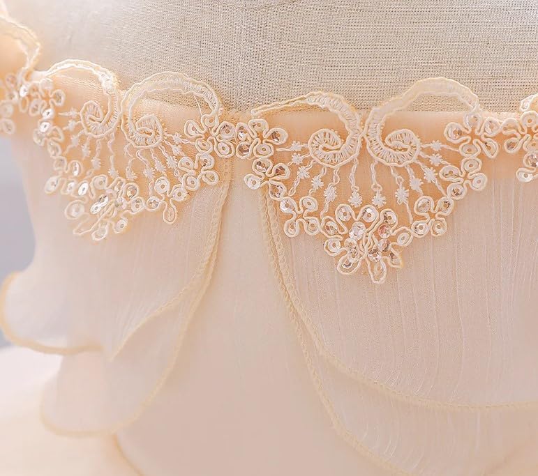 Birthday Dress for Little Girl, Short Sleeve Silk Dress - G0017