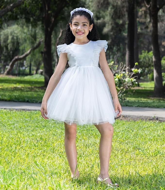 Tulle Tutu Girl Dress with Princess Sleeves - G0131