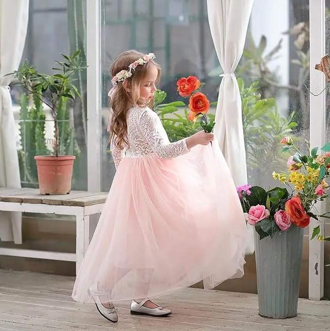 Party Flower Girl Dress with Lace Back A-Line Straight - Fall Dress G0100
