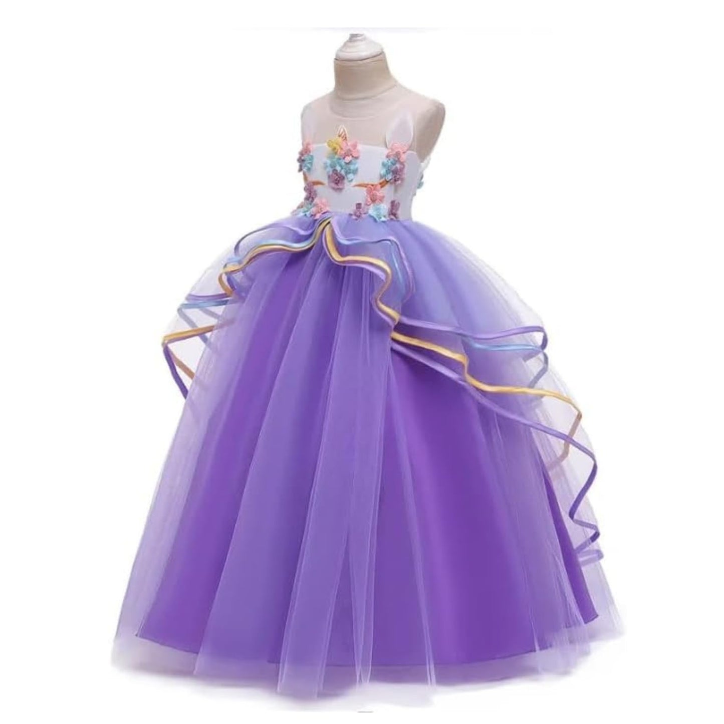 Princess and Costume Dress for Girls with Unicorn Headband - G0096
