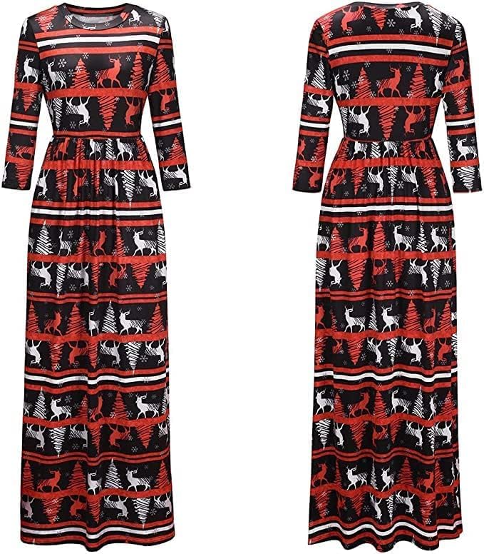 Women's Christmas Long Lenght Dress Long Sleeves Winter Outfit