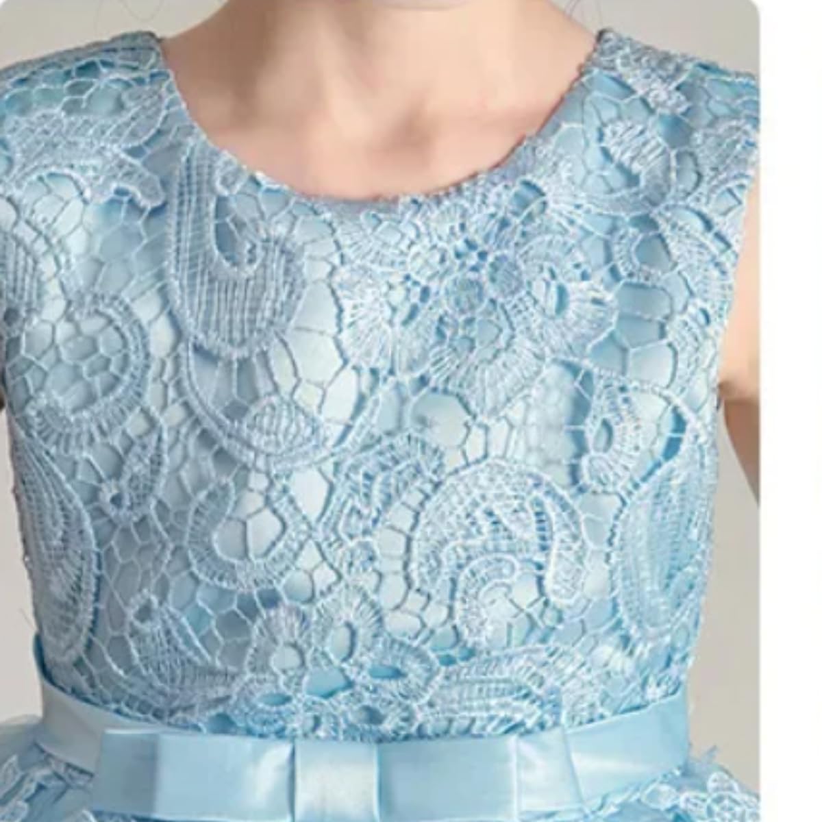 Princess Girl's Dress with Lace and Floral Embroidery - G0099