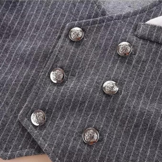 Newborn Suit Striped Vest Coat + Pants + Cotton Shirt & Bow Tie