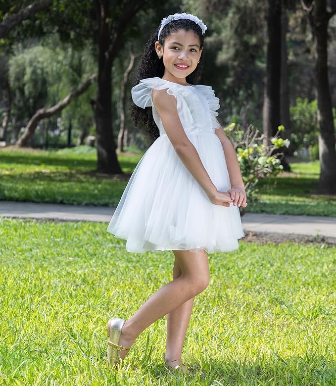 Tulle Tutu Girl Dress with Princess Sleeves - G0131