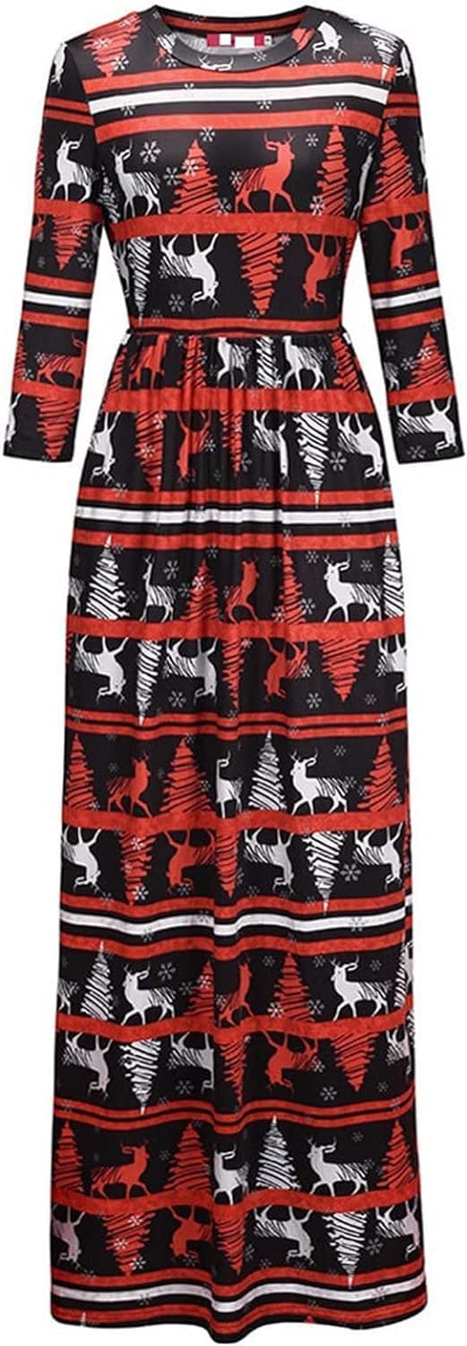 Women's Christmas Long Lenght Dress Long Sleeves Winter Outfit