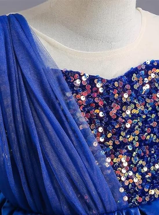 Girls Satin Dress with Long Sleeves and Sequins - G0061