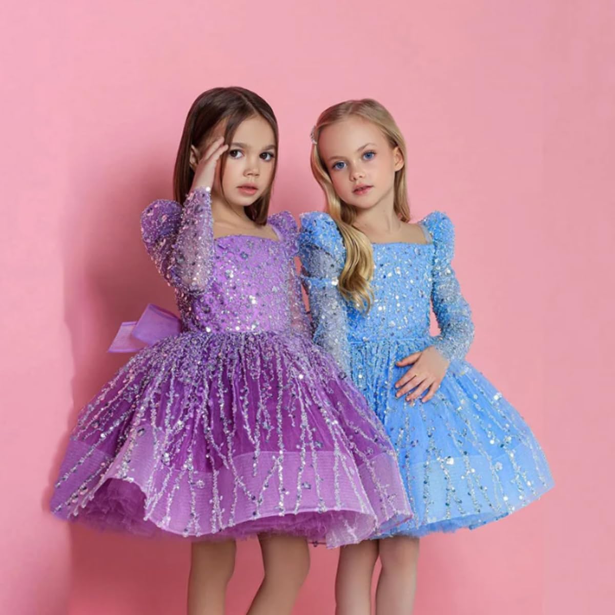 Girl's dress with sequins and puffed skirt