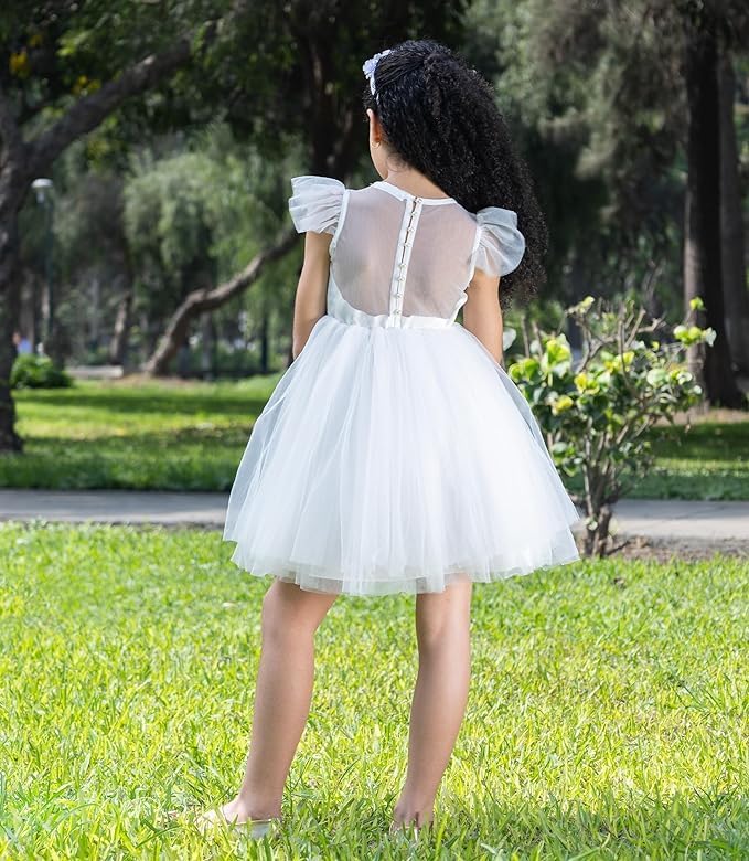 Tulle Tutu Girl Dress with Princess Sleeves - G0131
