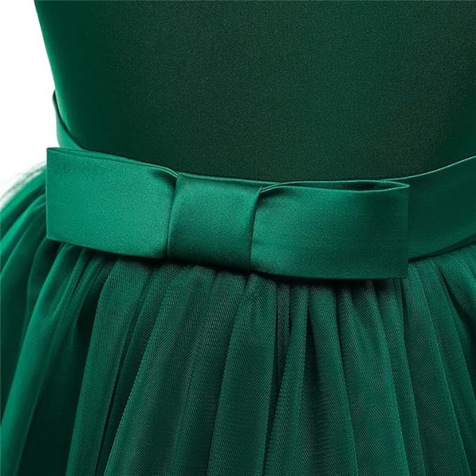 Girls Satin Princess Dress with Pearls and Love Shape Back - G0062