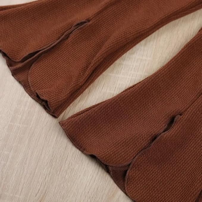 Spring outfit for girls Flower Agaric Edge Top + Split Flared pants - G0123