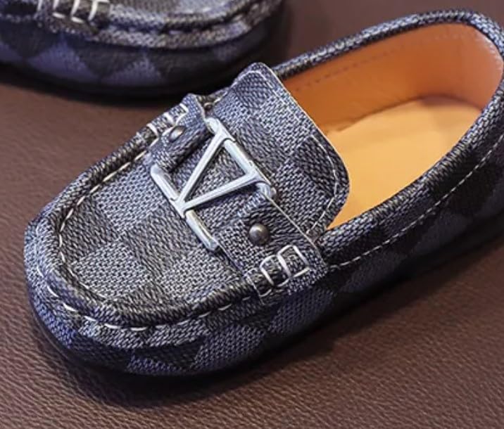 Boys' Plaid Loafers with Buckle Detail