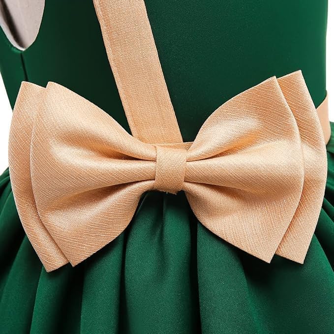 Satin Flower Girl Dress with Bow - Fall dresses for girls - G0112