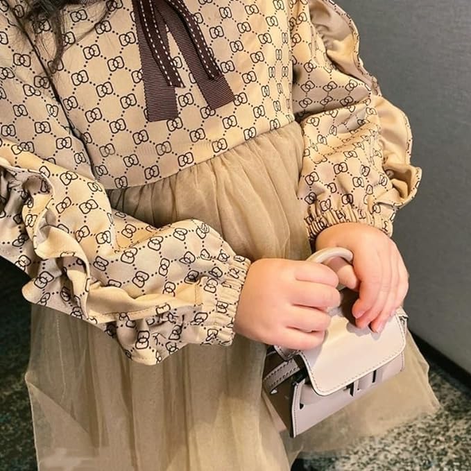 Luxury Branded Print Dress with Tulle Skirt for Girls - G0091