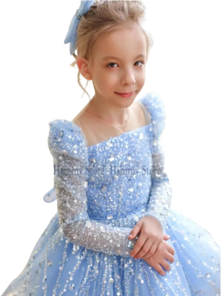 Girl's dress with sequins and puffed skirt