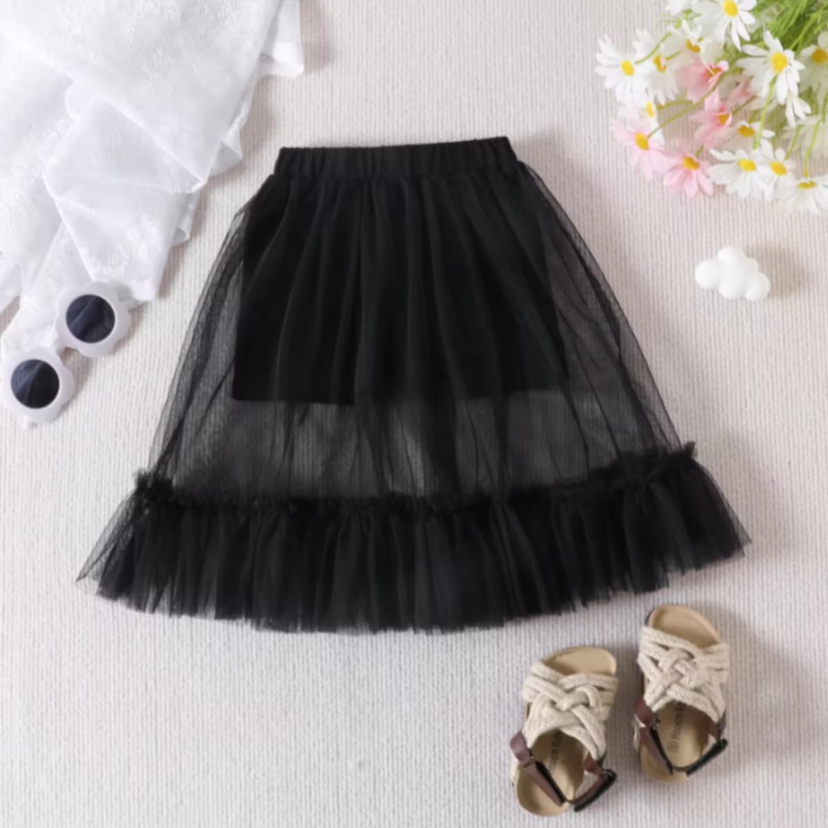 Girls Back to School T-shirt + Black Mesh Skirt