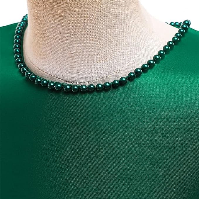 Girls Satin Princess Dress with Pearls and Love Shape Back - G0062