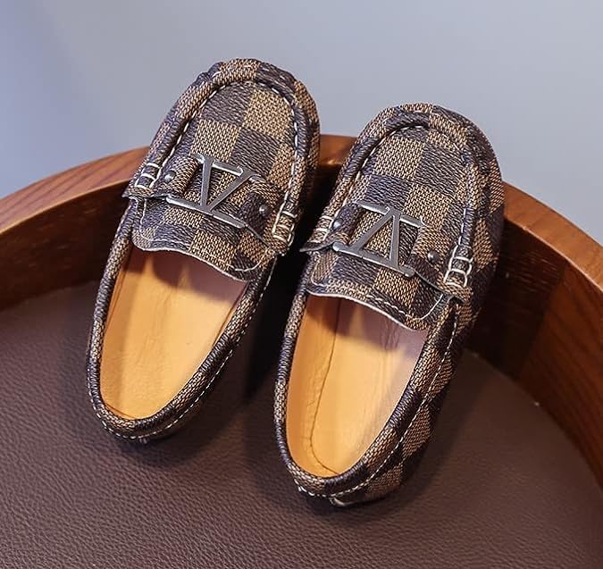 Boys' Plaid Loafers with Buckle Detail