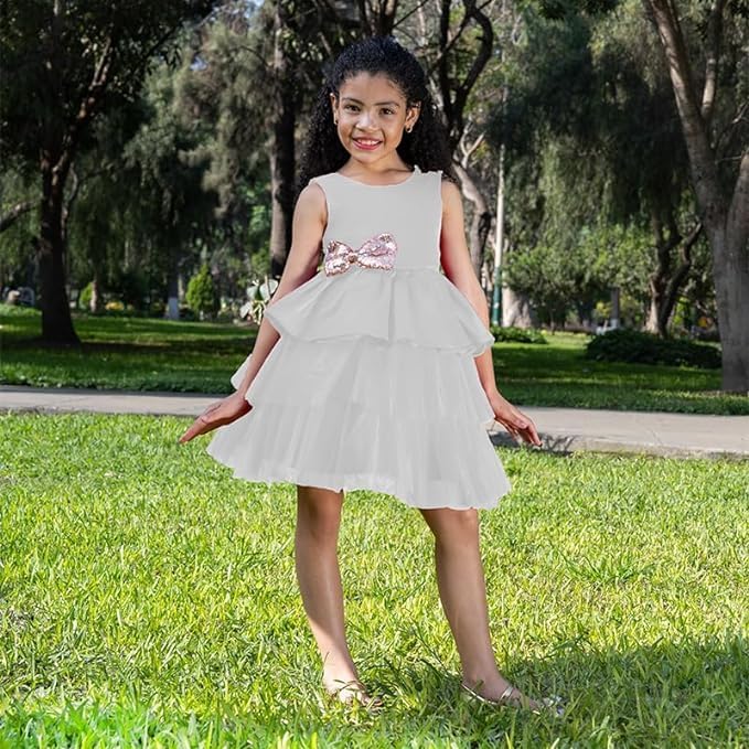 Satin dress and tulle skirt - Fall dresses for girls' birthdays - G0110