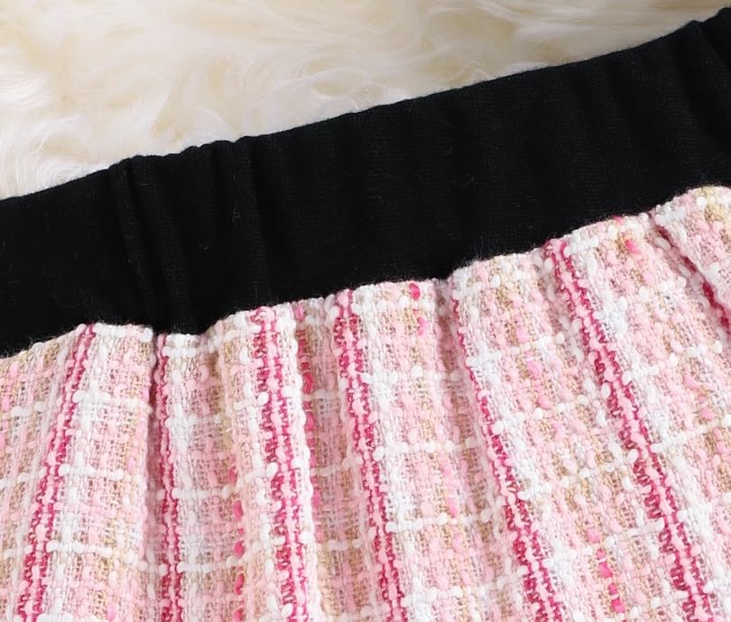 Girls' 2-piece set Long sleeve jacket and plaid mini skirt