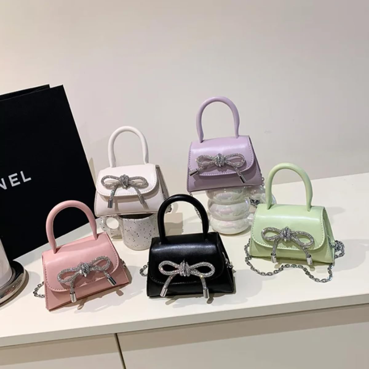 Fashion Mini Handbags PU Crossbody Coin Purse with chain jelly