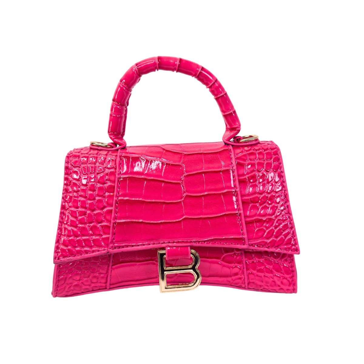 Faux Leather Handbag with Crocodile Texture