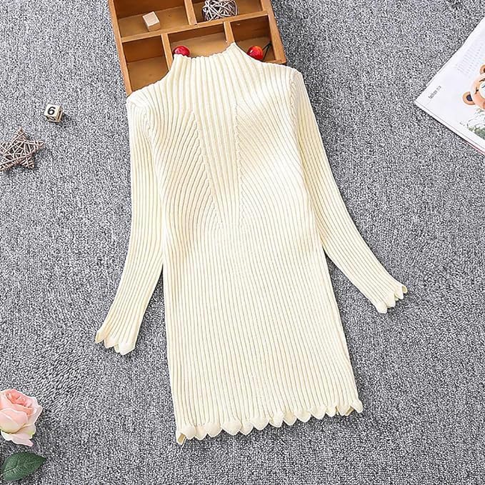 Girls' Knitted Sweater Dress with Long Sleeves - G0067