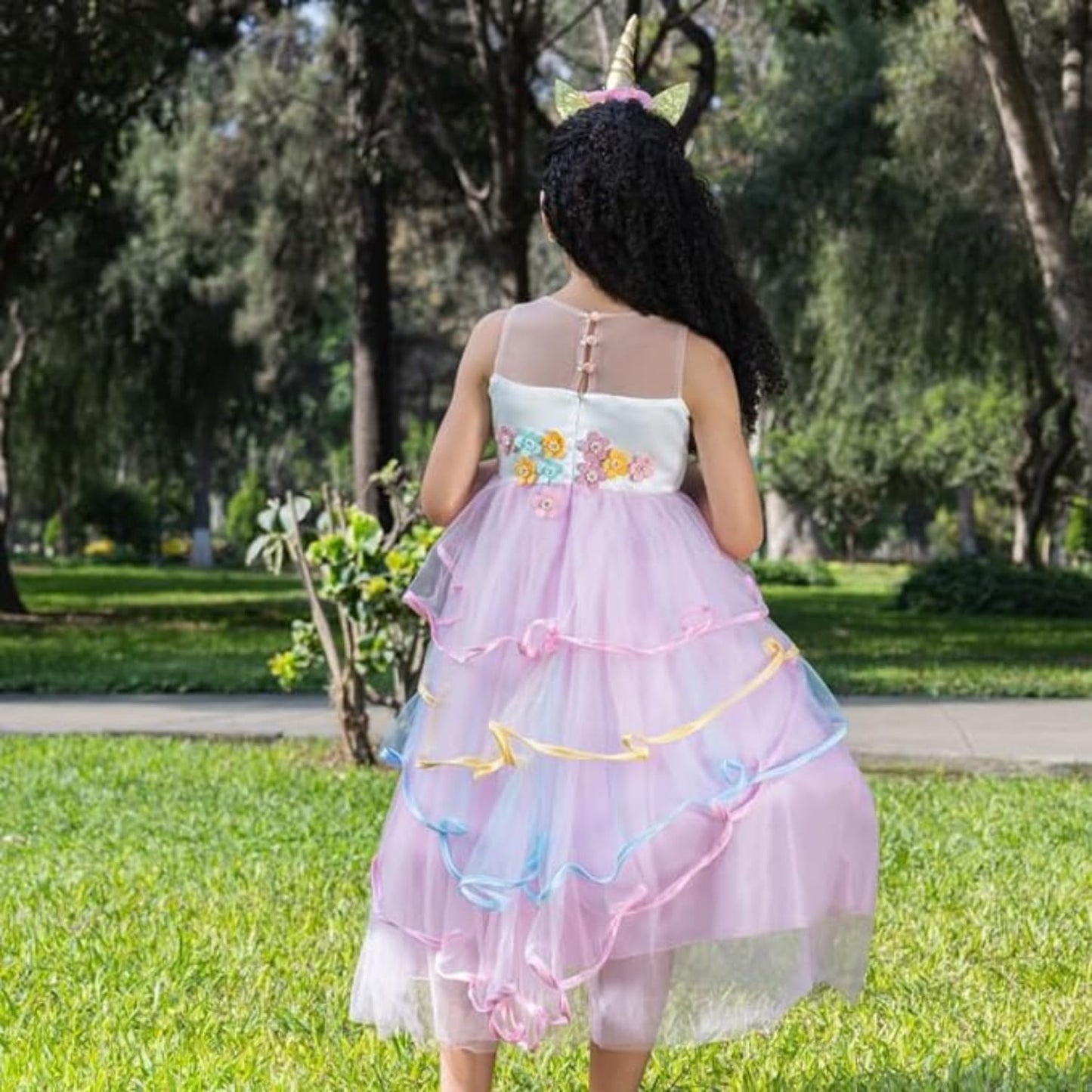 Princess and Costume Dress for Girls with Unicorn Headband - G0096